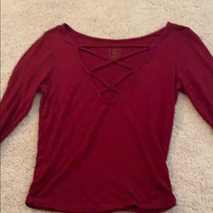 Red Lace Up Top